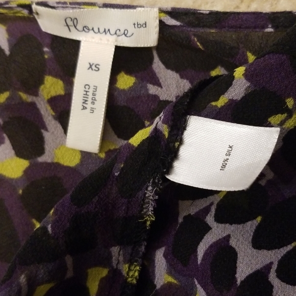 Flounce purple yellow pattern light silk tank top - Picture 6 of 7